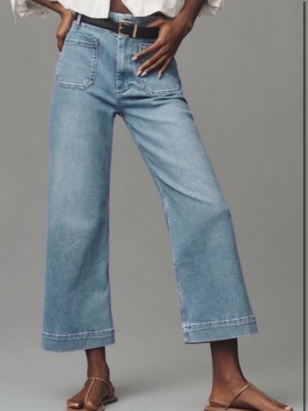 Maeve Light Blue Colette High Rise Wide Leg Full Length Jeans Size 18w